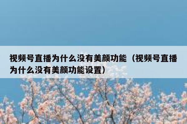 视频号直播为什么没有美颜功能（视频号直播为什么没有美颜功能设置） 第1张