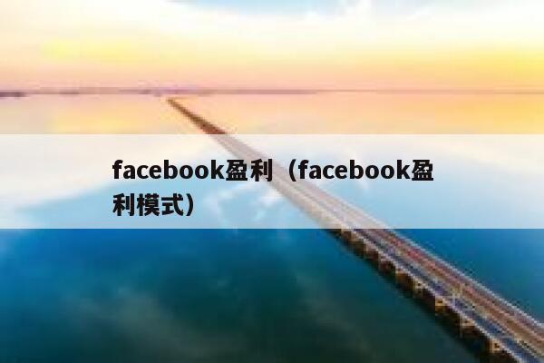 facebook盈利（facebook盈利模式） 第1张
