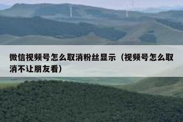 微信视频号怎么取消粉丝显示（视频号怎么取消不让朋友看） 第1张