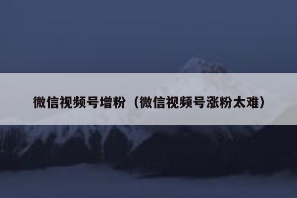 微信视频号增粉（微信视频号涨粉太难） 第1张