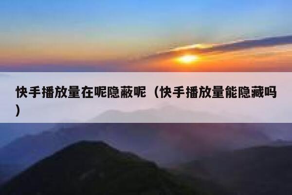 快手播放量在呢隐蔽呢（快手播放量能隐藏吗） 第1张