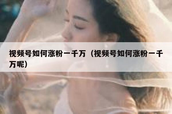 视频号如何涨粉一千万（视频号如何涨粉一千万呢） 第1张