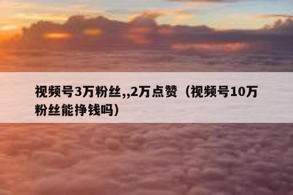 视频号3万粉丝,,2万点赞（视频号10万粉丝能挣钱吗） 第1张