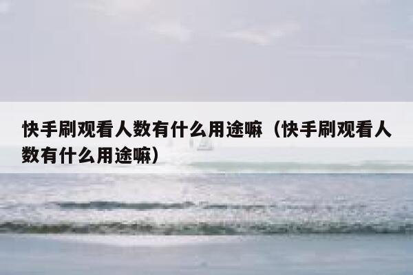 快手刷观看人数有什么用途嘛（快手刷观看人数有什么用途嘛） 第1张