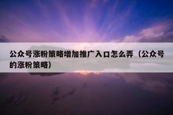 公众号涨粉策略增加推广入口怎么弄（公众号的涨粉策略） 第1张