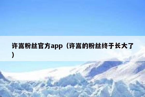 许嵩粉丝官方app（许嵩的粉丝终于长大了） 第1张