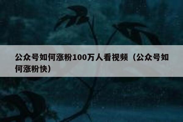 公众号如何涨粉100万人看视频（公众号如何涨粉快） 第1张