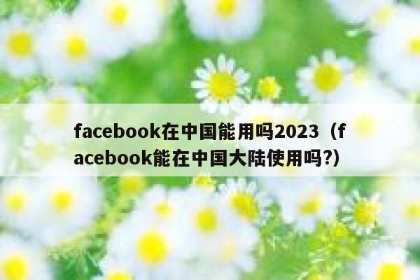 facebook在中国能用吗2023（facebook能在中国大陆使用吗?） 第1张