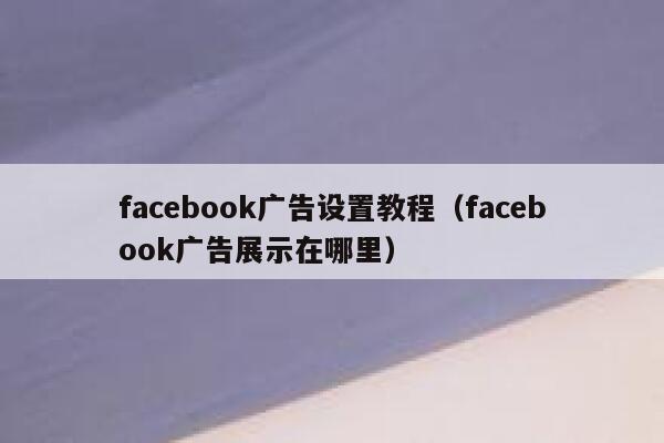 facebook广告设置教程（facebook广告展示在哪里） 第1张