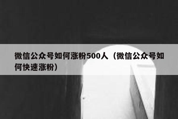 微信公众号如何涨粉500人（微信公众号如何快速涨粉） 第1张