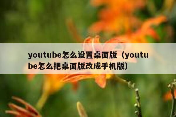 youtube怎么设置桌面版（youtube怎么把桌面版改成手机版） 第1张