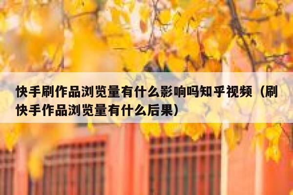 快手刷作品浏览量有什么影响吗知乎视频（刷快手作品浏览量有什么后果） 第1张