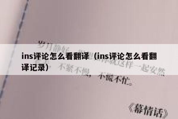 ins评论怎么看翻译（ins评论怎么看翻译记录） 第1张