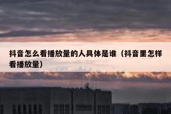 抖音怎么看播放量的人具体是谁（抖音里怎样看播放量） 第1张