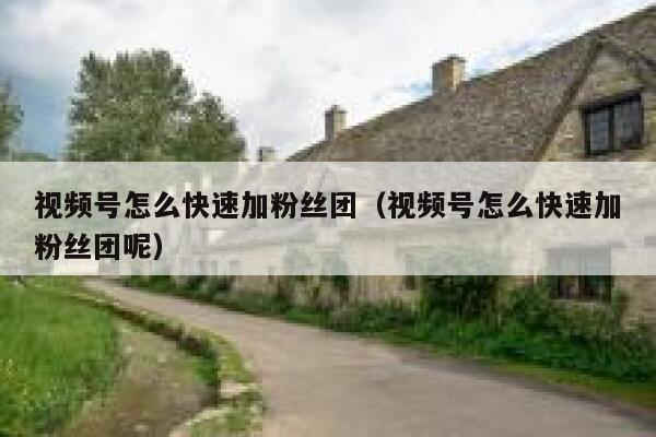 视频号怎么快速加粉丝团（视频号怎么快速加粉丝团呢） 第1张