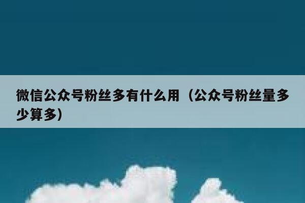 微信公众号粉丝多有什么用（公众号粉丝量多少算多） 第1张