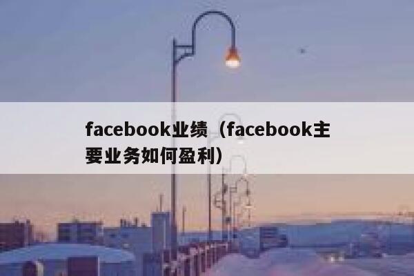 facebook业绩（facebook主要业务如何盈利） 第1张