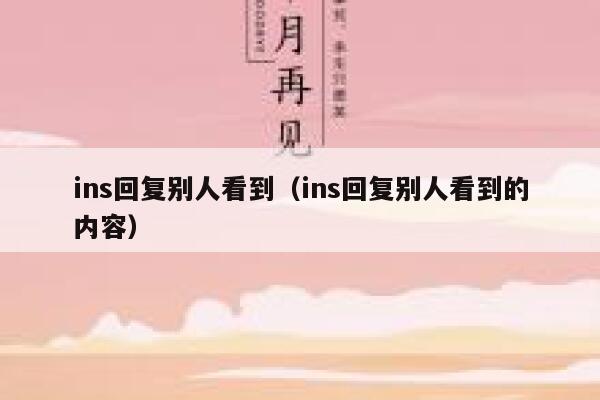 ins回复别人看到（ins回复别人看到的内容） 第1张