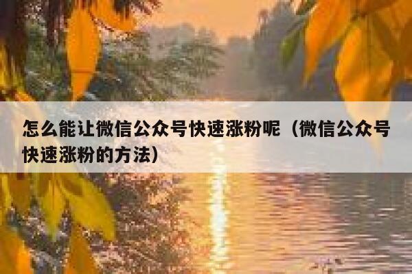 怎么能让微信公众号快速涨粉呢（微信公众号快速涨粉的方法） 第1张