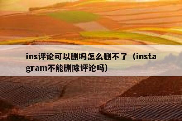 ins评论可以删吗怎么删不了（instagram不能删除评论吗） 第1张