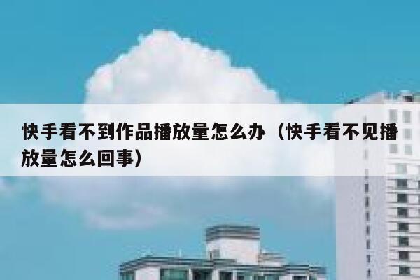 快手看不到作品播放量怎么办（快手看不见播放量怎么回事） 第1张