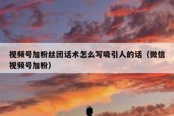 视频号加粉丝团话术怎么写吸引人的话（微信视频号加粉） 第1张