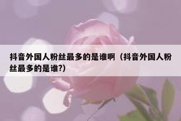 抖音外国人粉丝最多的是谁啊（抖音外国人粉丝最多的是谁?） 第1张