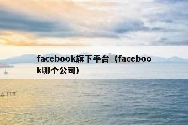 facebook旗下平台（facebook哪个公司） 第1张