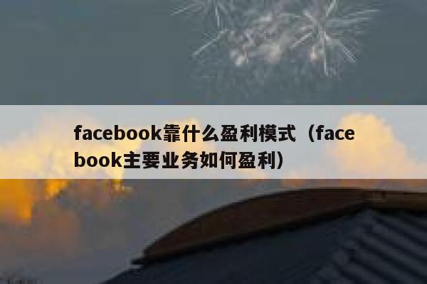 facebook靠什么盈利模式（facebook主要业务如何盈利） 第1张