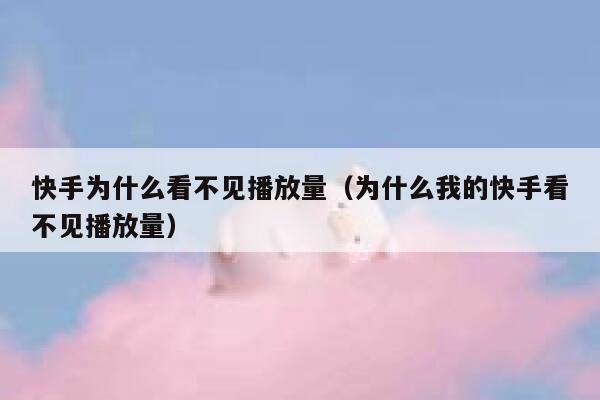 快手为什么看不见播放量（为什么我的快手看不见播放量） 第1张