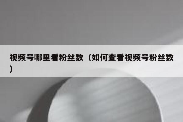 视频号哪里看粉丝数（如何查看视频号粉丝数） 第1张