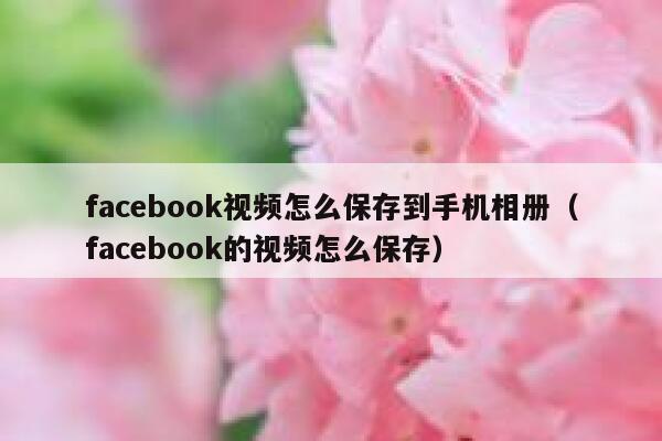 facebook视频怎么保存到手机相册（facebook的视频怎么保存） 第1张