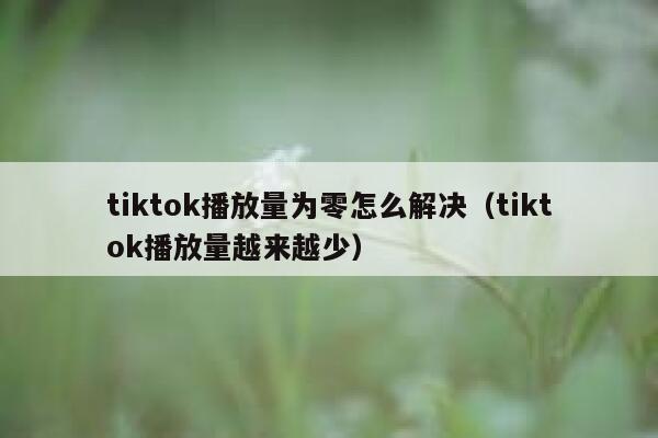 tiktok播放量为零怎么解决（tiktok播放量越来越少） 第1张