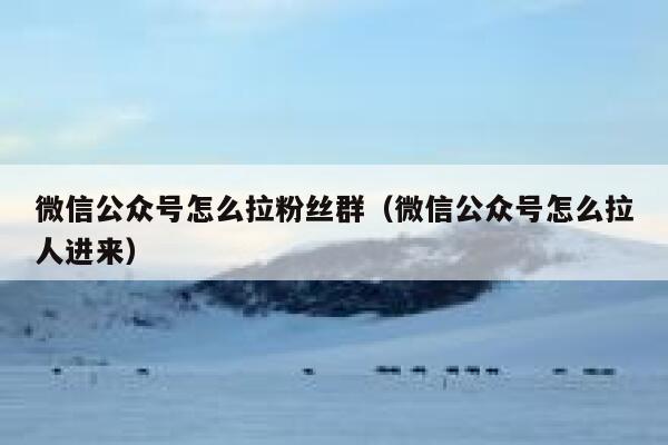 微信公众号怎么拉粉丝群（微信公众号怎么拉人进来） 第1张