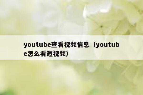 youtube查看视频信息（youtube怎么看短视频） 第1张
