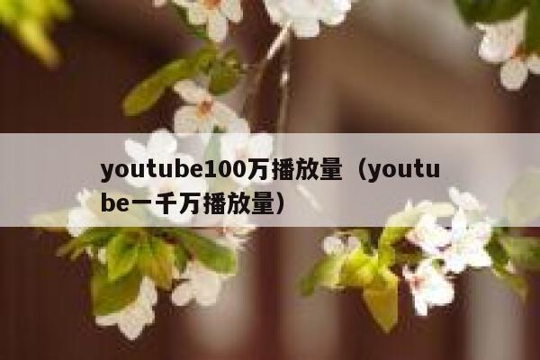youtube100万播放量（youtube一千万播放量） 第1张