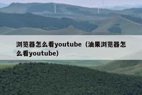 浏览器怎么看youtube（油果浏览器怎么看youtube） 第1张