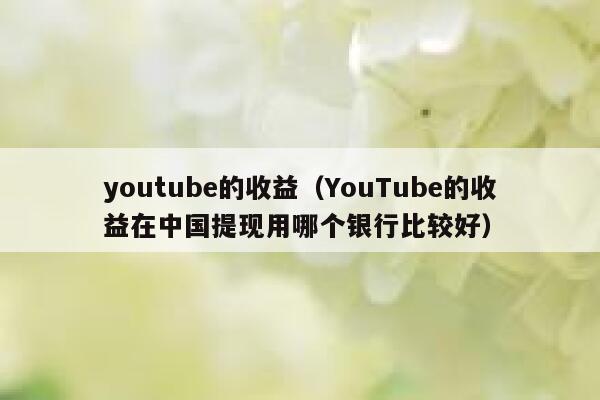 youtube的收益（YouTube的收益在中国提现用哪个银行比较好） 第1张