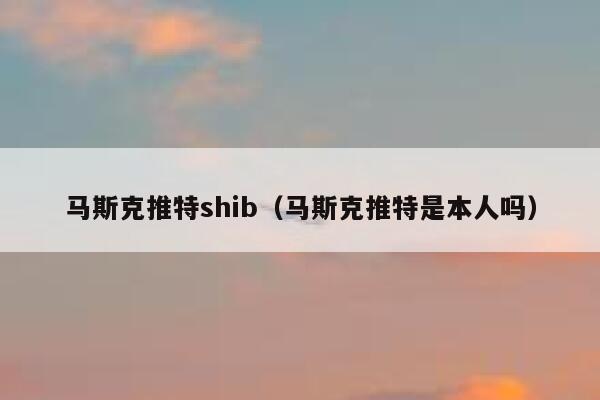 马斯克推特shib（马斯克推特是本人吗） 第1张