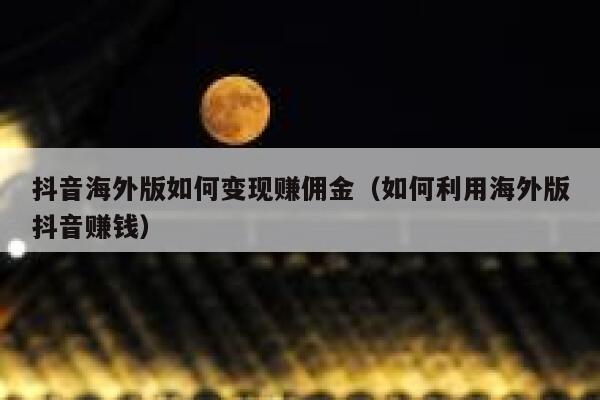 抖音海外版如何变现赚佣金（如何利用海外版抖音赚钱） 第1张