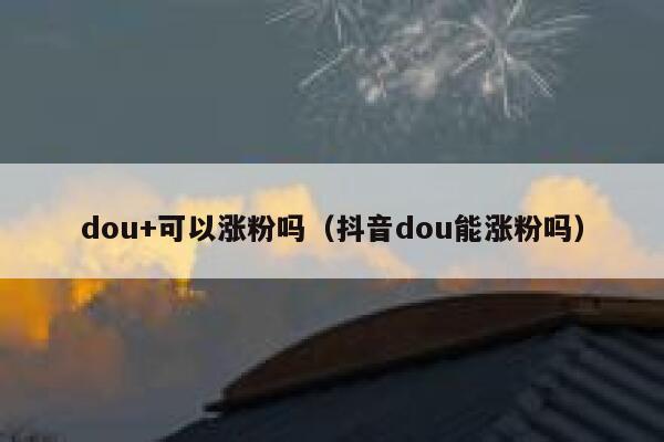 dou+可以涨粉吗（抖音dou能涨粉吗） 第1张