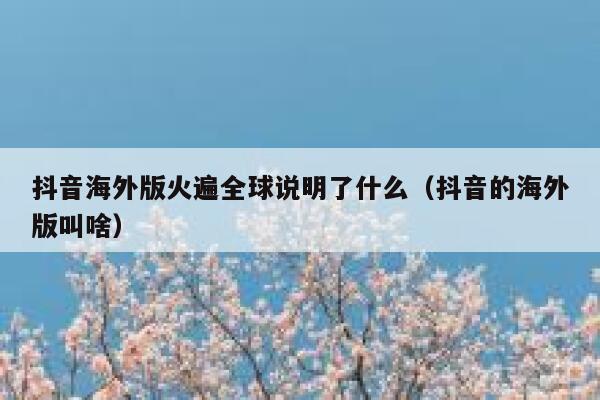 抖音海外版火遍全球说明了什么（抖音的海外版叫啥） 第1张