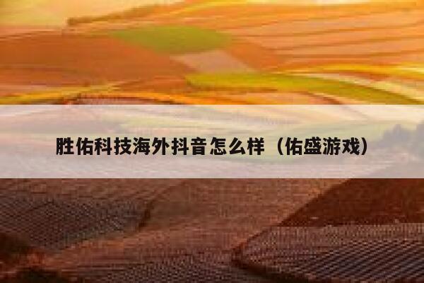 胜佑科技海外抖音怎么样（佑盛游戏） 第1张