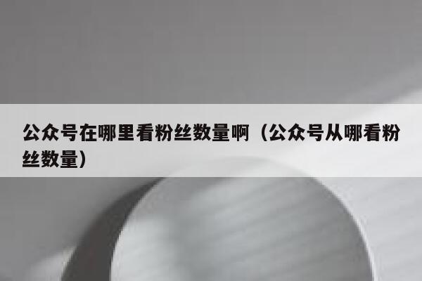 公众号在哪里看粉丝数量啊（公众号从哪看粉丝数量） 第1张