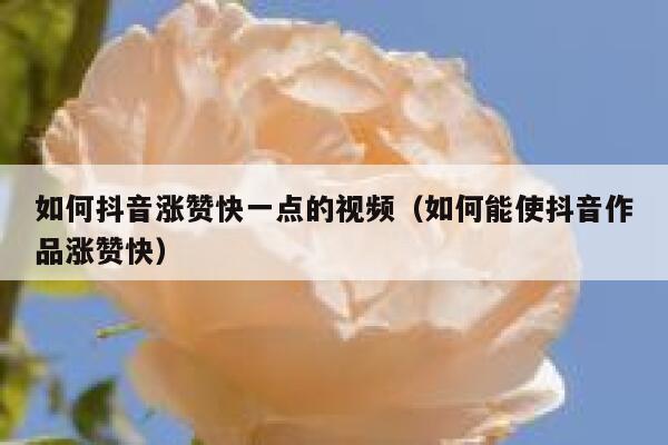 如何抖音涨赞快一点的视频（如何能使抖音作品涨赞快） 第1张
