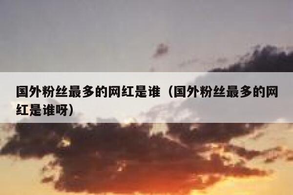 国外粉丝最多的网红是谁（国外粉丝最多的网红是谁呀） 第1张