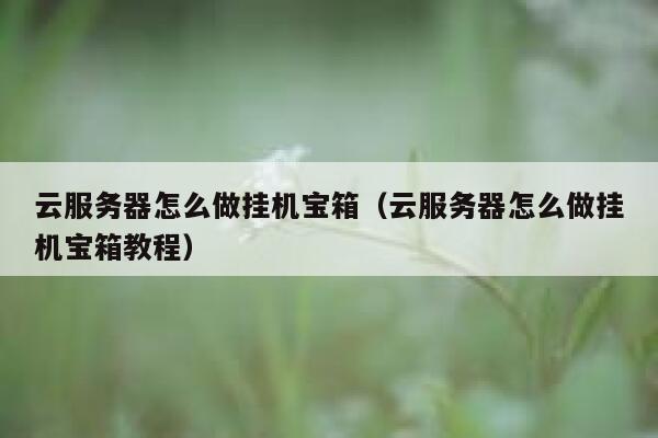 云服务器怎么做挂机宝箱（云服务器怎么做挂机宝箱教程） 第1张