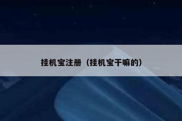 挂机宝注册（挂机宝干嘛的） 第1张