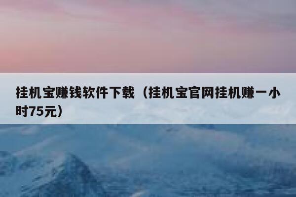 挂机宝赚钱软件下载（挂机宝官网挂机赚一小时75元） 第1张
