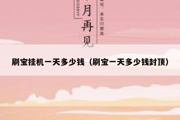 刷宝挂机一天多少钱（刷宝一天多少钱封顶） 第1张